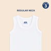 Hopop Baby Round Neck Sleeveless Cotton Vest Pack of 3 - White