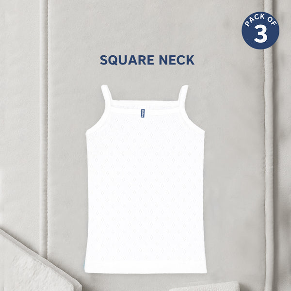 Baby Girl’s Sleeveless Cotton Camisole Vest – Pack of 3