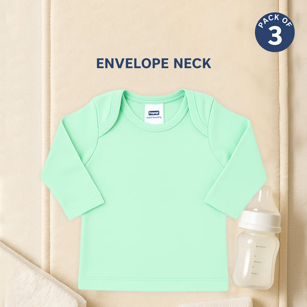 Comfortable envelope neck baby vests for infants – full sleeve set