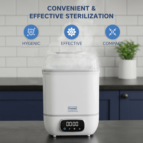 Hopop 2-in-1 Baby Bottle Sterilizer and Dryer - Fast Steam & Auto-Dry