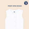 Hopop Baby Front Open Sleeveless Cotton Vest Pack of 3 - White