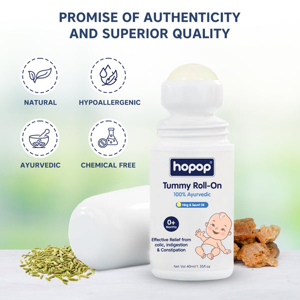 Hopop Tummy Roll On for Baby Colic Relief, Constipation & Indigestion - 40ml