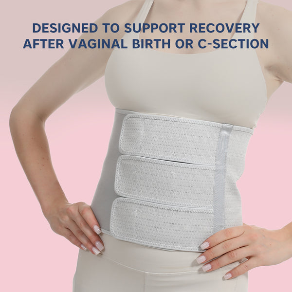 Post Delivery Belt for Women - Postpartum Belly Binder for C-Section & Normal Delivery Recovery (Waist 29"-46") - Grey