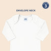 Hopop Baby Envelope Neck Full Sleeve Cotton Vest Pack of 3 - White