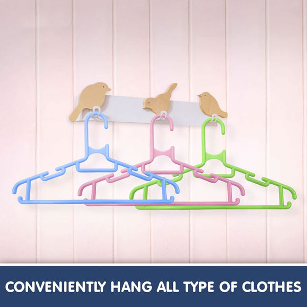 Hopop Multicolored Plastic Clothes Hangers for Baby & Kids – Pack of 10
