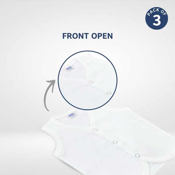 "Infant thermal vest set – 3 pack front open sleeveless warm vests"