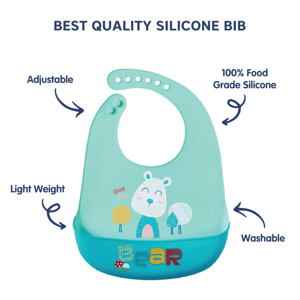 Adjustable silicone bib for baby feeding