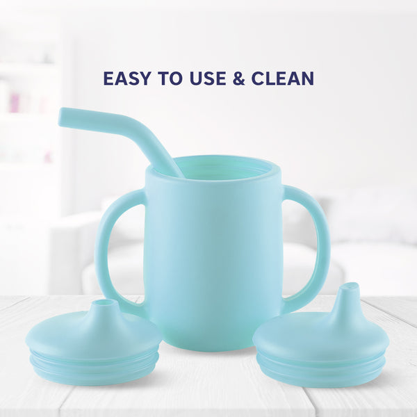 "Safe toddler cup – 210 ml 3-in-1 sipper with spout and straw"