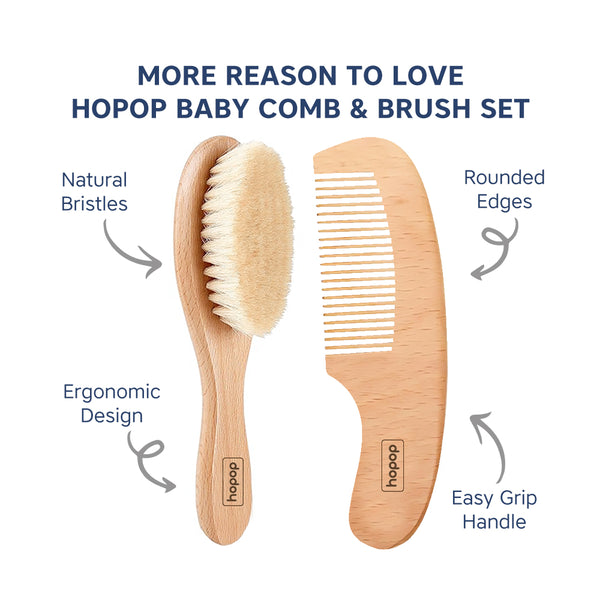 Gentle wooden hairbrush for newborns