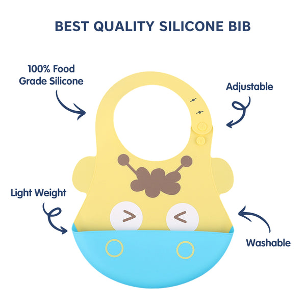 Adjustable silicone bib for baby feeding