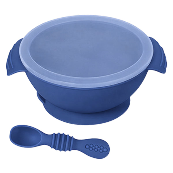 Silicone Bowl & Spoon with Suction Base & Snap-On Lid