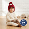 Kids Woolen Cap with Cute Bear Pattern, Warm Winter Beanie with Earflap Design, Soft Pom Pom and Ribbed Cuff for Boys & Girls (3-6 Years)