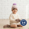 Kids Woolen Cap with Geometric Pattern and Soft Pom Pom, Warm Winter Beanie with Ribbed Folded Cuff for Boys & Girls (3-6 Years)