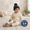 Kids Woolen Cap with Fur Lining, Dinosaur Design Warm Knitted Faux Fur Pom Pom Winter Beanie for Boys & Girls (3-6 Years)