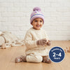 Kids Woolen Cap with Cute Unicorn Embroidery, Warm Winter Beanie with Soft Pom Pom and Folded Cuff for Boys & Girls (2-4 Years)