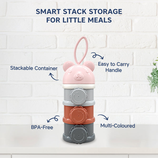 3-Layer Stackable Baby Milk Powder & Food Storage Container with Screw-On Lids - 330 ml