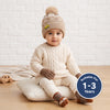 Baby Woolen Cap with Fur Lining, Car Patch Design Warm Knitted Pom Pom Winter Beanie for Boys & Girls (1-3 Years)