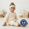 Baby Woolen Cap with Fur Lining, Black Teddy Bear Design Warm Ribbed Knit Faux Fur Pom Pom Winter Beanie for Boys & Girls (3-6 Years)