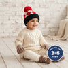Kids Woolen Cap with Fur Lining, Argyle Design Warm Knitted Faux Fur Pom Pom Winter Beanie for Boys & Girls (3-6 Years)