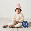 Baby Woolen Cap with Fur Lining, Zigzag Design Warm Knitted Faux Fur Pom Pom Winter Beanie for Boys & Girls (2-4 Years)
