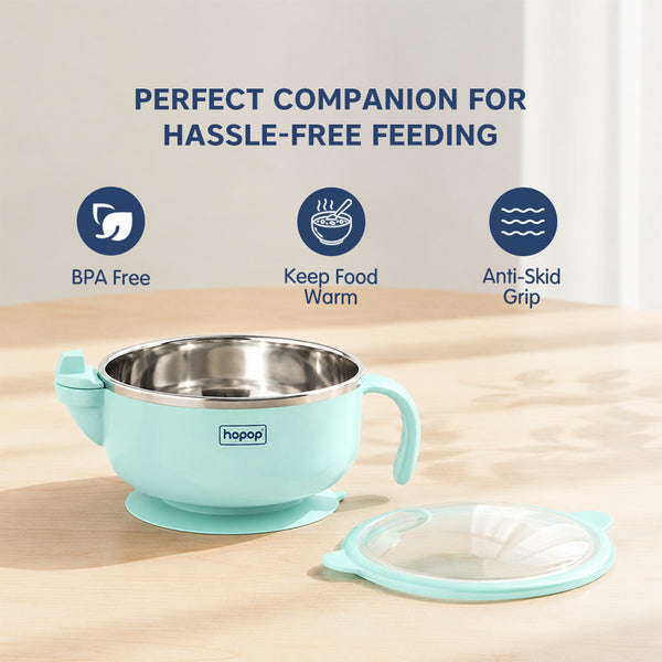 Baby Stainless Steel Bowl with Lid & Suction Base