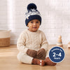 Baby Woolen Cap with Fur Lining, Reindeer Design Warm Knitted Pom Pom Winter Beanie for Boys & Girls (2-4 Years)