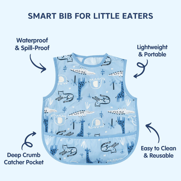 Easy-Clean Waterproof Crumb Catcher Baby Bib | Large - Pack of 2