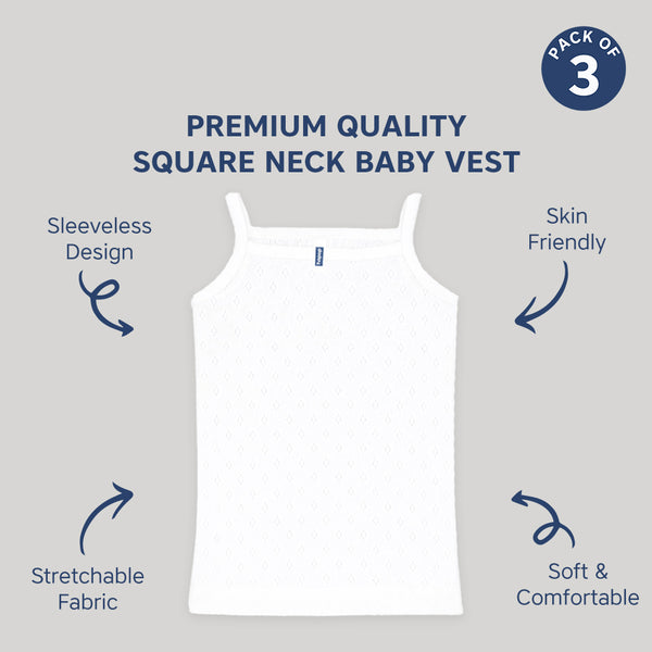 Baby Girl’s Sleeveless Cotton Camisole Vest – Pack of 3