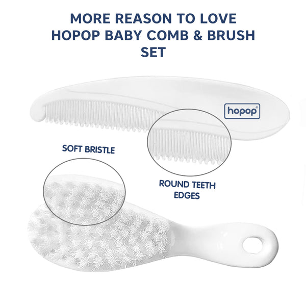 Baby comb and brush set in white color