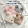 Baby Woolen Cap with Fur Lining, Zigzag Design Warm Knitted Faux Fur Pom Pom Winter Beanie for Boys & Girls (1-3 Years)