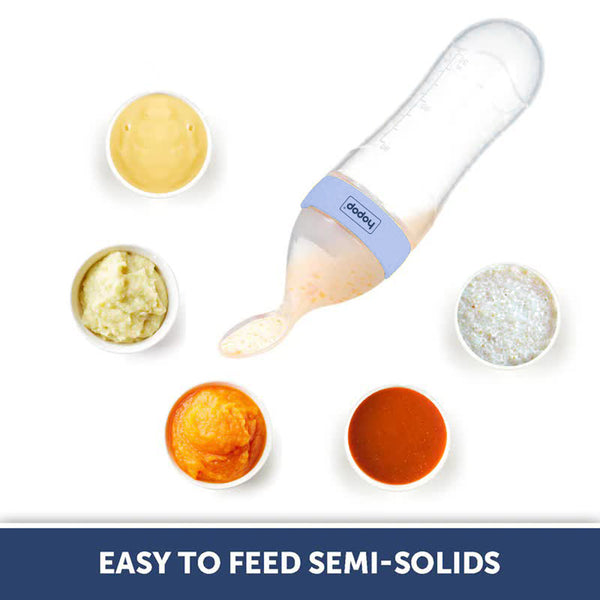 Baby squeeze spoon feeder for purees and semi-solids