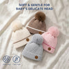 Baby Woolen Cap with Fur Lining, Textured Knit Design Warm Knitted Pom Pom Winter Beanie for Boys & Girls (1-3 Years)