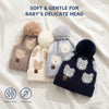 Baby Woolen Cap with Fur Lining, Teddy Bear Design Warm Knitted Pom Pom Winter Beanie for Boys & Girls (3-6 Years)