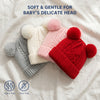 Kids Woolen Cap with Double Pom Poms, Warm Winter Beanie with Cable Knit Pattern and Ribbed Folded Cuff for Boys & Girls (3-6 Years)