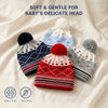 Baby Woolen Cap with Fur Lining, Diamond Design Warm Knitted Pom Pom Winter Beanie for Boys & Girls(2-4 Years)