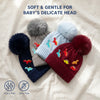Kids Woolen Cap with Cute Dinosaur Embroidery and Fluffy Pom Pom Warm, Cozy Knitted Winter Hat with Soft Fur Lining for Boys and Girls (2-4 Year)