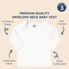 Hopop Baby Envelope Neck Full Sleeve Cotton Vest Pack of 3 - White