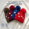 Kids Woolen Cap with Cute Teddy Bear Embroidery and Fluffy Pom Pom Warm, Cozy, Soft Knit Winter Hat for Babies and Toddlers (3-6 Years)