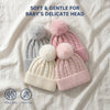 Baby Woolen Cap with Fur Lining, Cable Knit Design Warm Knitted Faux Fur Pom Pom Winter Beanie for Boys & Girls (1-3 Years)