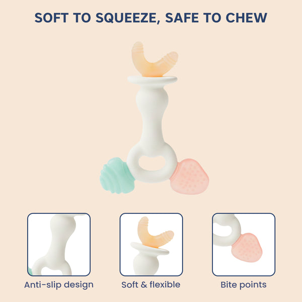 Silicone Baby Teether | Sensory Chew Toy for Gum Relief | Pack of 1- Assorted