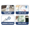 2-IN-1 Bottle & Nipple Cleaning Brush with Grooved Handle & Easy Hanging Storage
