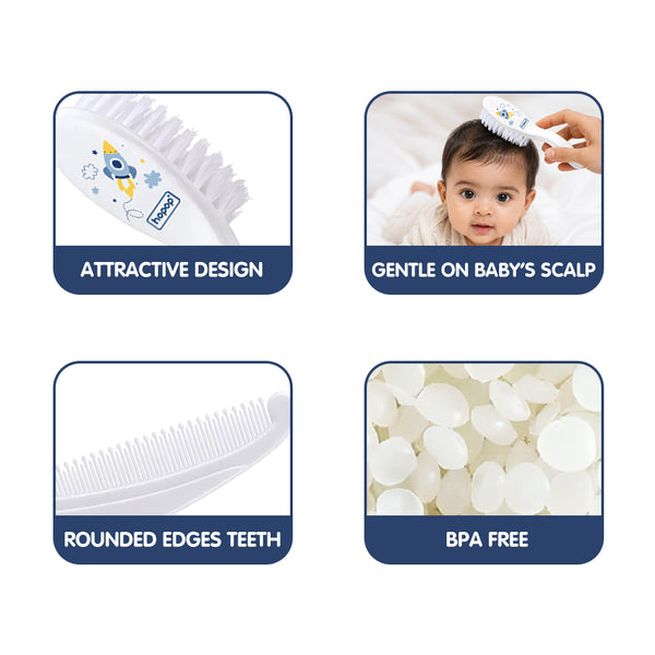 Baby Soft Bristles Comb & Brush Set - White