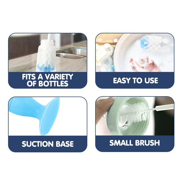 2-IN-1 Bottle & Nipple Cleaning Brush with Grooved Handle & Suction Base - hopop.in