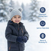 Kids Woolen Cap with Double Pom Poms, Warm Winter Beanie with Cable Knit Pattern and Ribbed Folded Cuff for Boys & Girls (3-6 Years)