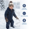Kids Woolen Cap with Cute Bear Design, Warm Winter Beanie with Soft Pom Pom and Ribbed Folded Cuff for Boys & Girls (3-6 Years)
