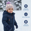 Kids Woolen Cap with Geometric Pattern and Soft Pom Pom, Warm Winter Beanie with Ribbed Folded Cuff for Boys & Girls (3-6 Years)