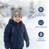 Kids Woolen Cap with Fur Lining, Bear Ears Design Warm Chunky Knit Double Pom Pom Winter Beanie for Boys & Girls (3-6 Years)
