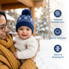 Baby Woolen Cap with Fur Lining, Snowflake Design Warm Knitted Pom Pom Winter Beanie for Boys & Girls (2-4 Years)