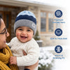 Baby Woolen Cap with Fur Lining, Colour Block Design Warm Knitted Winter Beanie for Boys & Girls (2-4 Years)