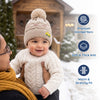 Baby Woolen Cap with Fur Lining, Car Patch Design Warm Knitted Pom Pom Winter Beanie for Boys & Girls (1-3 Years)